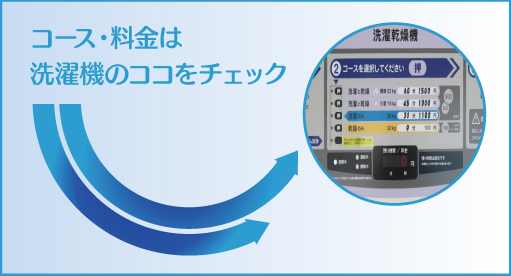 コース・料金は洗濯機のここをチェック コース・料金は洗濯機のここをチェック